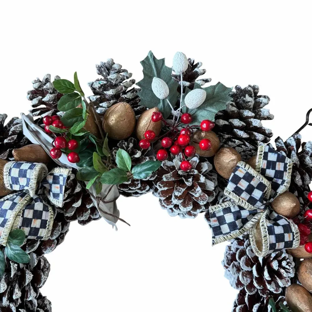 NEW Mackenzie Childs Holly Pinecone 16″ Wreath